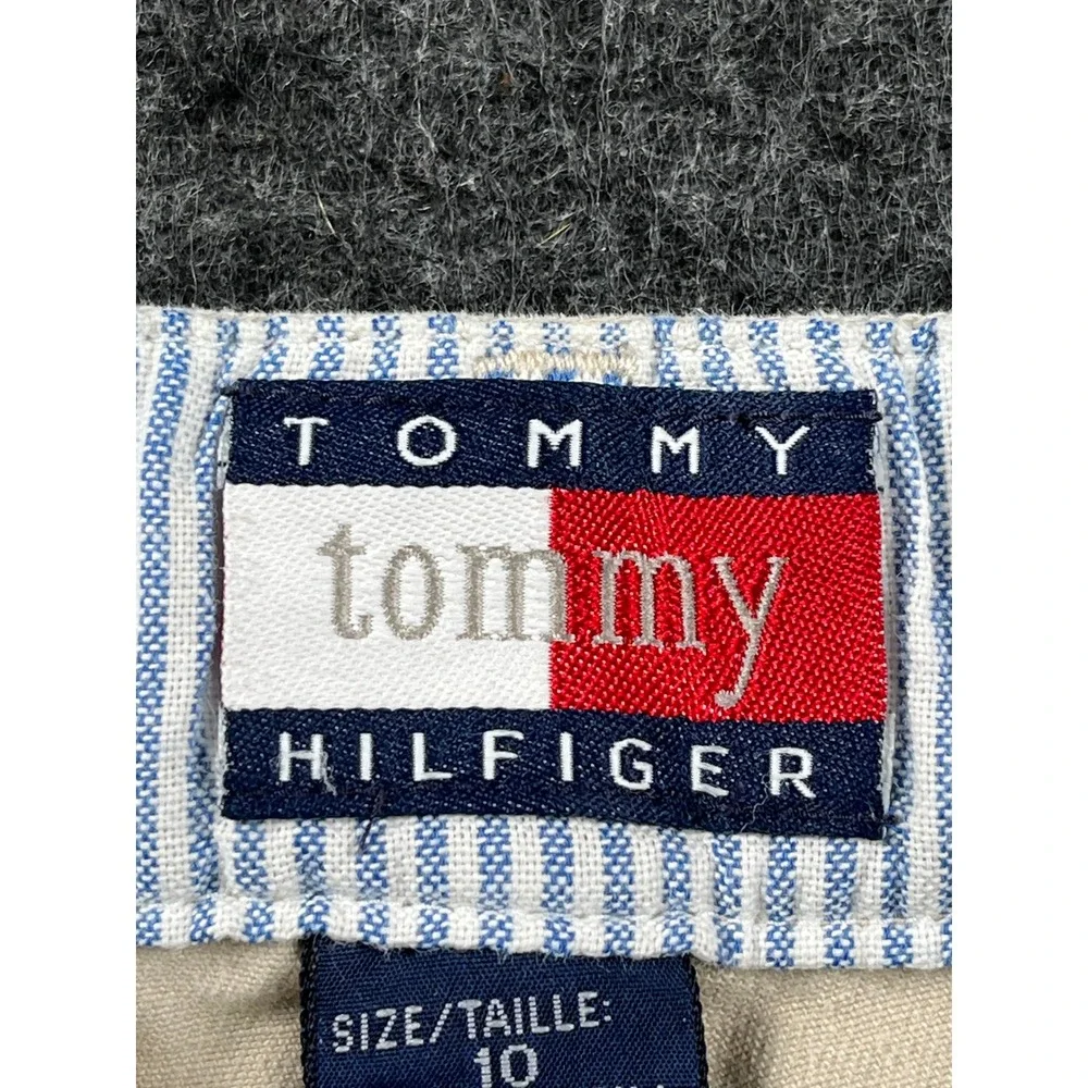 Tommy Hilfiger Chino Shorts Womens 10 Khaki Good Vintage Pleated High Waist
